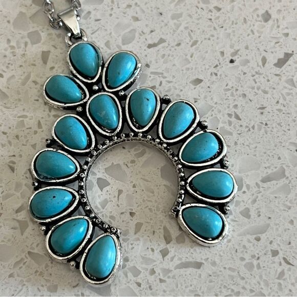 Fake Turquoise Decor Necklace western style - Picture 9 of 11